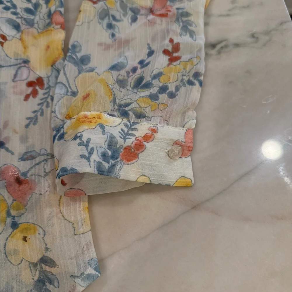Kut from the Kloth Jasmine sheer floral blouse Sz S - Picture 9 of 12